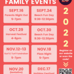 Family events schedule from September to December with various outdoor activities.