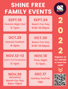 Family events schedule from September to December with various outdoor activities.
