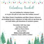 Volunteer flyer for the Shine Project and Blue Glass Advocacy holiday season.