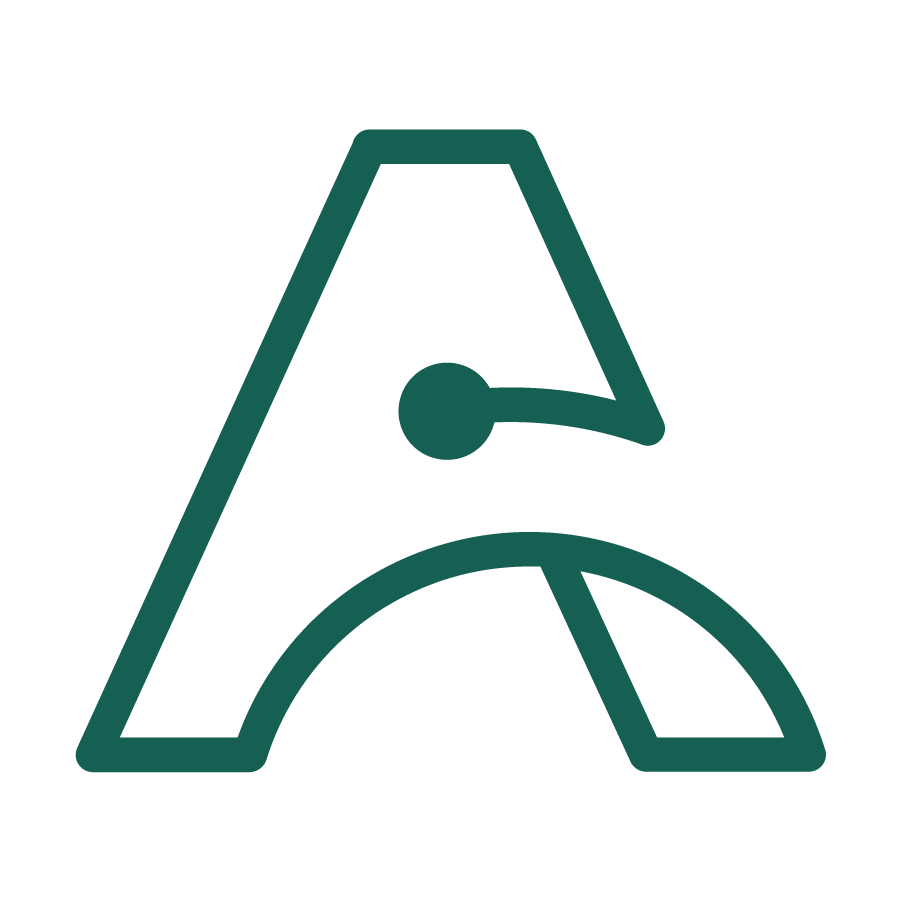 Stylized letter "A" on black background.